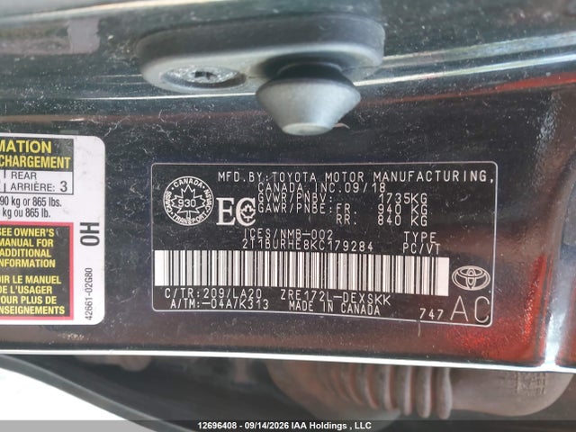 Toyota COROLLA LE 2019 2T1BURHE8KC179284 Image 9