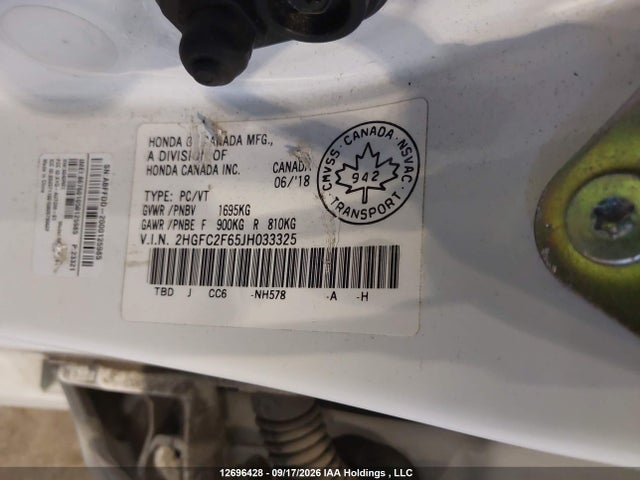 Honda CIVIC SE 2018 2HGFC2F65JH033325 Image 9