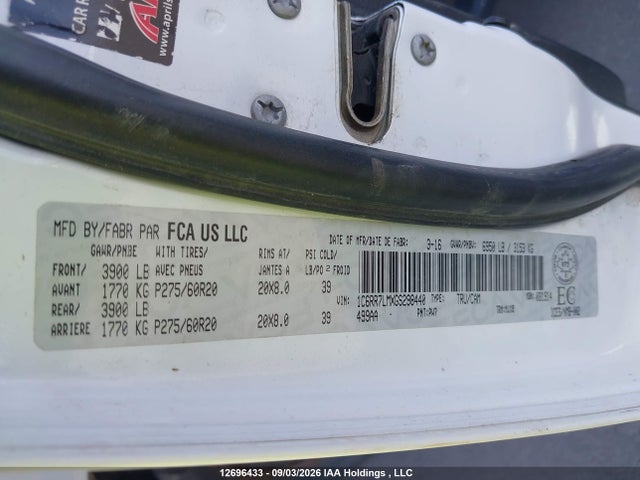1C6RR7LMXGS298440 RAM 1500 Slt