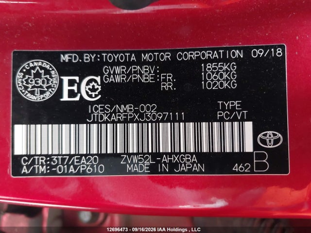 Toyota PRIUS PRIME 2018 JTDKARFPXJ3097111 Image 9