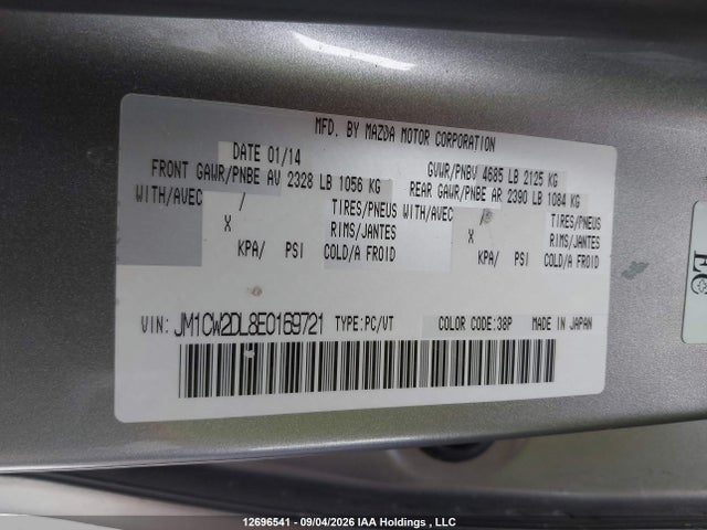 Aukcja sprzedaży 2014 Mazda 5, vin: JM1CW2DL8E0169721, numer aukcji: 12696541