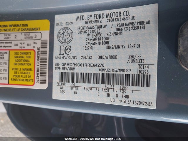 Продаж на аукціоні авто 2024 Ford Bronco Sport Outer Banks, vin: 3FMCR9C61RRE64270, номер лоту: 12696545