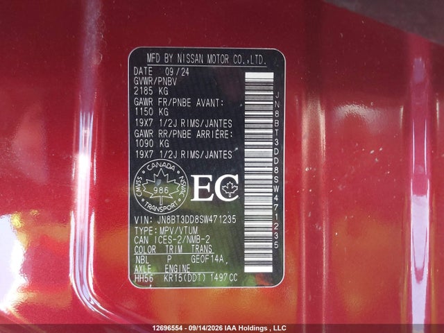 12696554 :رقم المزاد ، JN8BT3DD8SW471235 vin ، 2025 Nissan Rogue مزاد بيع