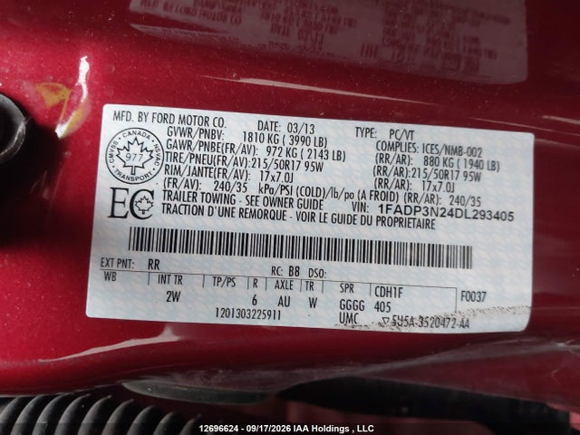Aukcja sprzedaży 2013 Ford Focus, vin: 1FADP3N24DL293405, numer aukcji: 12696624