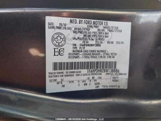 2011 Ford Focus Sel მანქანა იყიდება აუქციონზე, vin: 1FAHP3HN2BW138886, აუქციონის ნომერი: 12696641