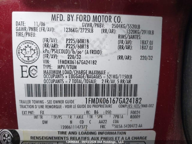 Продажа на аукционе авто 2007 Ford Freestyle, vin: 1FMDK06167GA24182, номер лота: 12696644
