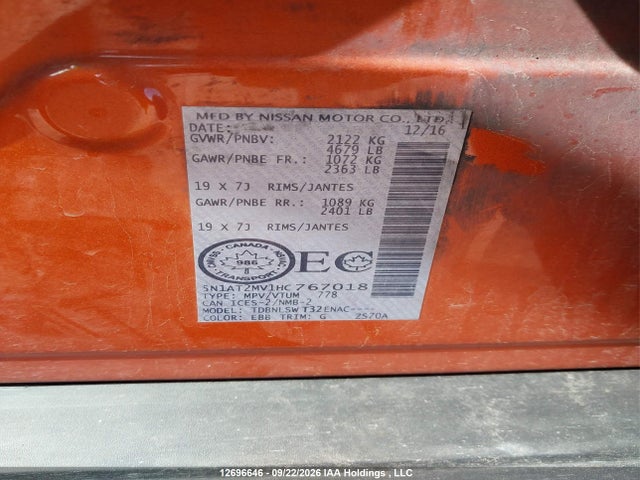 Nissan Rogue Sv/sl 2017 5N1AT2MV1HC767018 Image 9