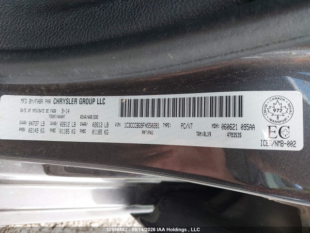 12696662 :رقم المزاد ، 1C3CCCBG9FN550281 vin ، 2015 Chrysler 200 S مزاد بيع