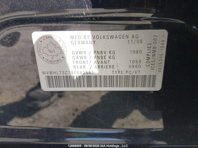 Продаж на аукціоні авто 2009 Volkswagen Passat Cc Highline, vin: WVWHL73C19E542541, номер лоту: 12696685