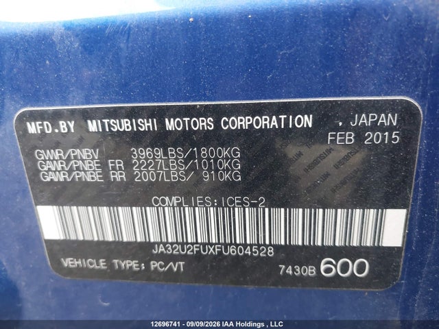 Mitsubishi LANCER ES 2015 JA32U2FUXFU604528 Image 9