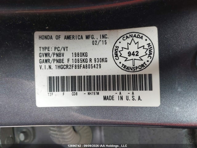 Honda Accord Ex-l 2015 1HGCR2F89FA805429 Image 19