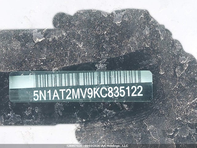Aukcja sprzedaży 2019 Nissan Rogue S/sl/sv, vin: 5N1AT2MV9KC835122, numer aukcji: 12695702