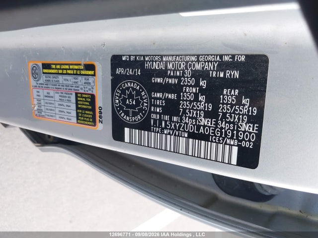 5XYZUDLA0EG191900 Hyundai SANTA FE SPORT