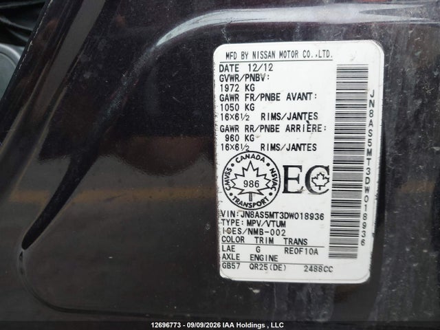 Продаж на аукціоні авто 2013 Nissan Rogue S/sv, vin: JN8AS5MT3DW018936, номер лоту: 12696773