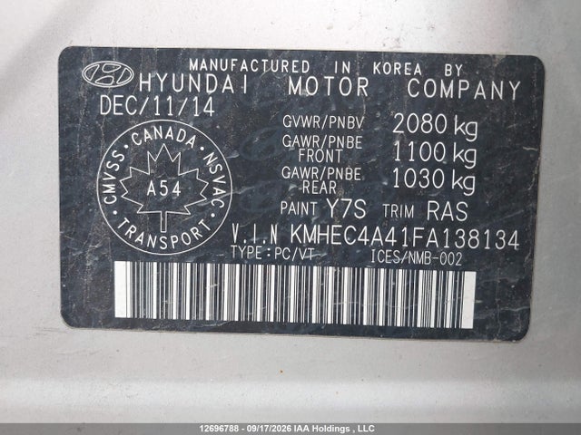Aukcja sprzedaży 2015 Hyundai Sonata Hybrid Hybrid, vin: KMHEC4A41FA138134, numer aukcji: 12696788