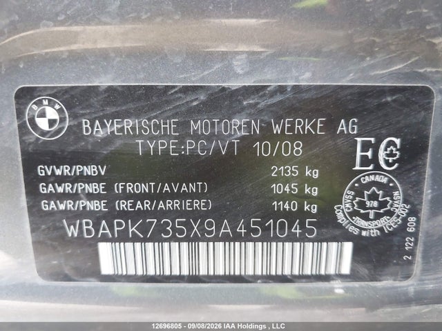 Aukcja sprzedaży 2009 Bmw 328i Xdrive, vin: WBAPK735X9A451045, numer aukcji: 12696805