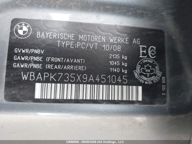 Aukcja sprzedaży 2009 Bmw 328i Xdrive, vin: WBAPK735X9A451045, numer aukcji: 12696805