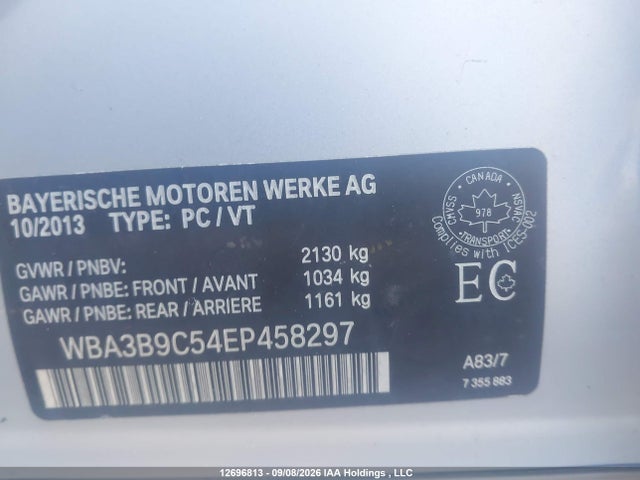 12696813 :رقم المزاد ، WBA3B9C54EP458297 vin ، 2014 Bmw 335 Xi مزاد بيع