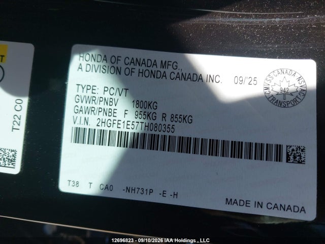Honda Civic Si Si 2026 2HGFE1E57TH080355 Image 9