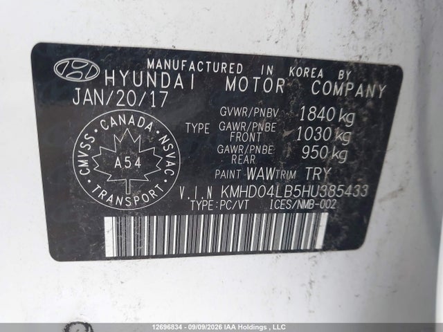 2017 Hyundai Elantra Sport მანქანა იყიდება აუქციონზე, vin: KMHD04LB5HU385433, აუქციონის ნომერი: 12696834