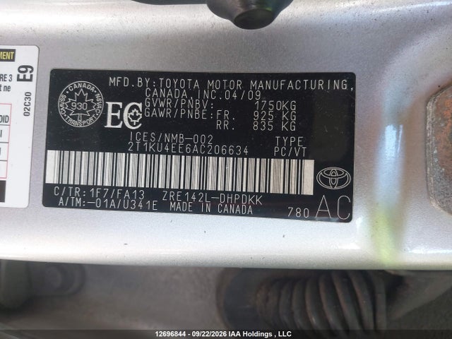 12696844 :رقم المزاد ، 2T1KU4EE6AC206634 vin ، 2010 Toyota Matrix Wagon مزاد بيع