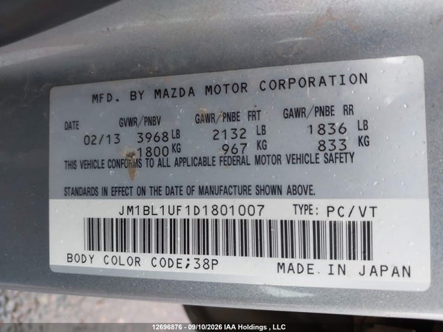 Продаж на аукціоні авто 2013 Mazda Mazda3 Gx, vin: JM1BL1UF1D1801007, номер лоту: 12696876