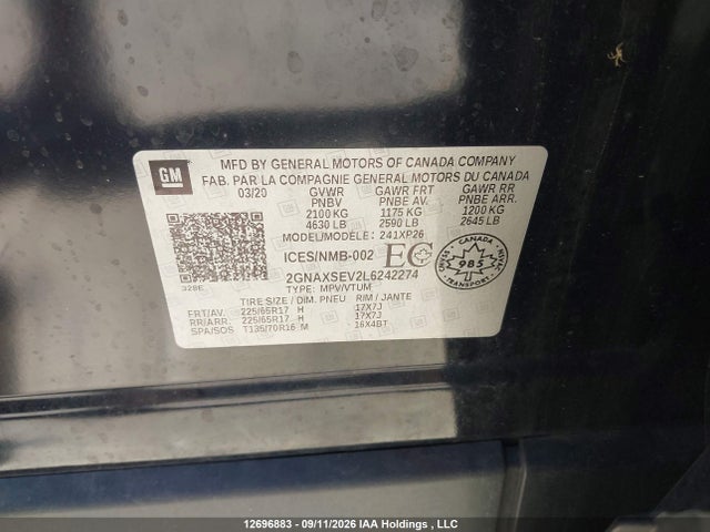 Chevrolet EQUINOX LS 2020 2GNAXSEV2L6242274 Image 9