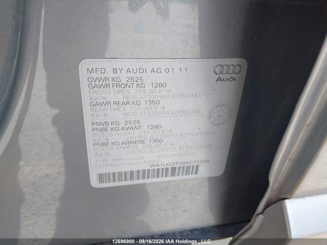 Продажа на аукционе авто 2011 Audi Q5 3.2 Premium, vin: WA1LKCFP3BA073108, номер лота: 12696900