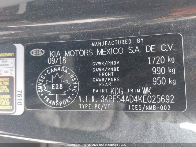 Продаж на аукціоні авто 2019 Kia Forte Ex/ex Limited/ex Premium/ex+, vin: 3KPF54AD4KE025692, номер лоту: 12696911