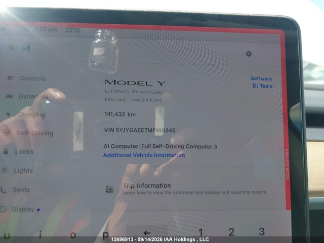 Продажа на аукционе авто 2021 Tesla Model Y Long Range, vin: 5YJYGAEE7MF186345, номер лота: 12696913