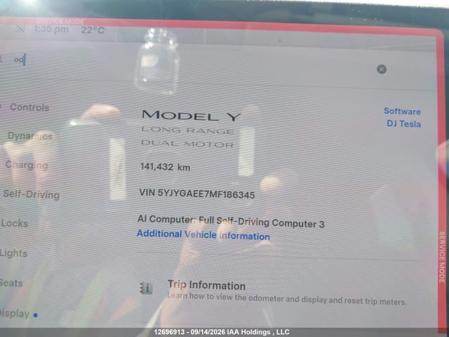 Продажа на аукционе авто 2021 Tesla Model Y Long Range, vin: 5YJYGAEE7MF186345, номер лота: 12696913