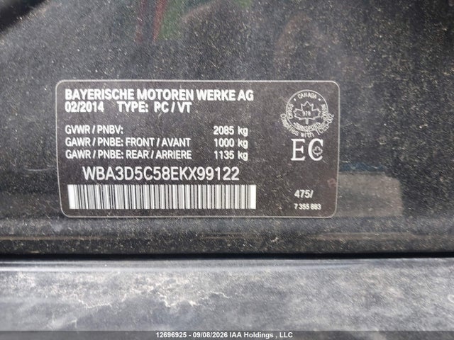 Продажа на аукционе авто 2014 Bmw 3 Series, vin: WBA3D5C58EKX99122, номер лота: 12696925