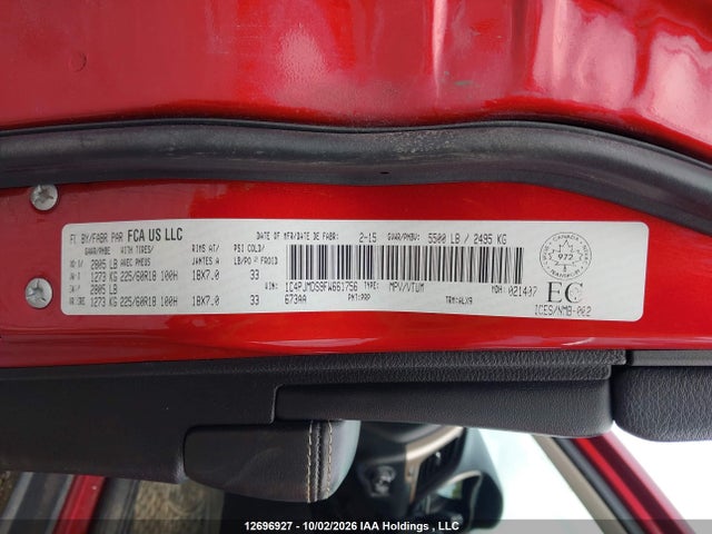 Jeep Cherokee Limited 2015 1C4PJMDS9FW661756 Image 9