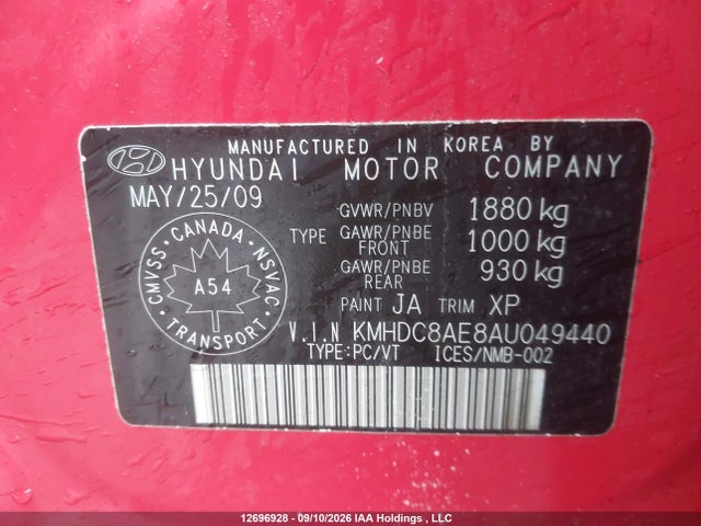2010 Hyundai Elantra Touring Gls/se მანქანა იყიდება აუქციონზე, vin: KMHDC8AE8AU049440, აუქციონის ნომერი: 12696928