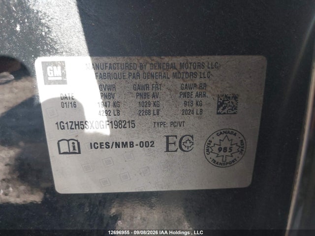 Aukcja sprzedaży 2016 Chevrolet Malibu Premier, vin: 1G1ZH5SX0GF198215, numer aukcji: 12696955