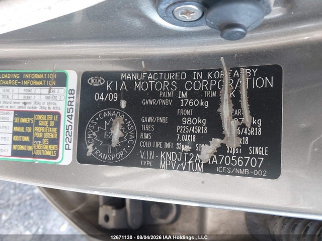 12671130 :رقم المزاد ، KNDJT2A21A7056707 vin ، 2010 Kia Soul 2.0l 2u/2.0l 4u/2.0l 4u Burner/2.0l 4u Retro/2.0l 4u Sx مزاد بيع
