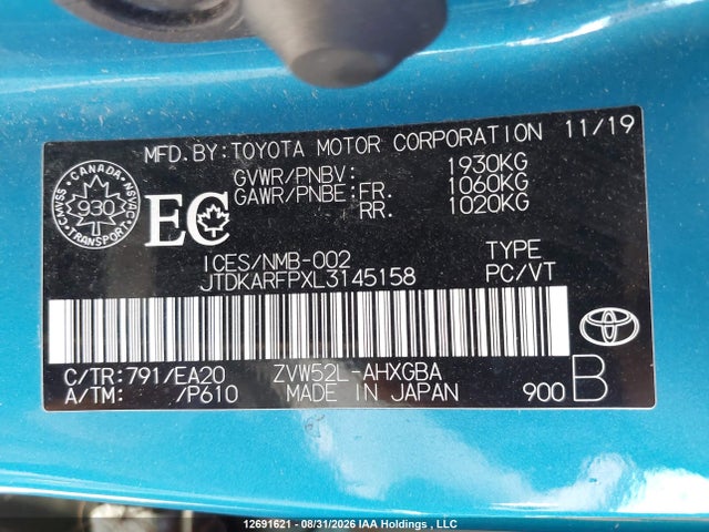 Aukcja sprzedaży 2020 Toyota Prius Prime Upgrade, vin: JTDKARFPXL3145158, numer aukcji: 12691621