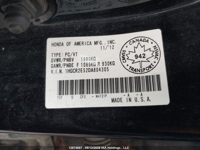 Продажа на аукционе авто 2013 Honda Accord Sport, vin: 1HGCR2E52DA804305, номер лота: 12674887