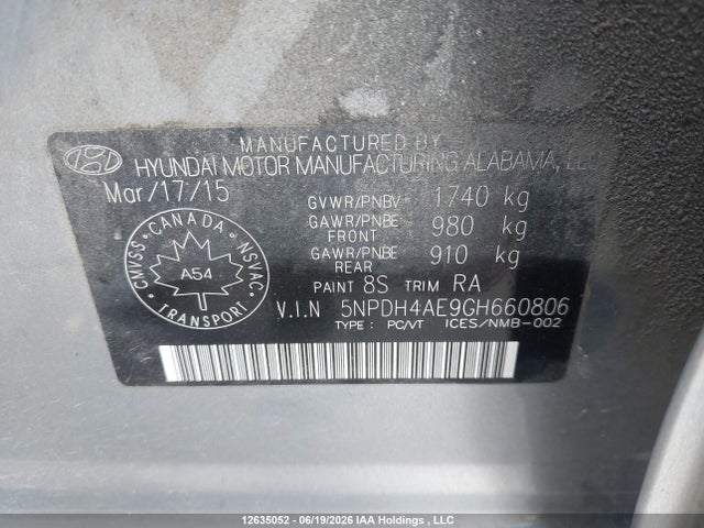 Hyundai Elantra L 2016 5NPDH4AE9GH660806 Image 9