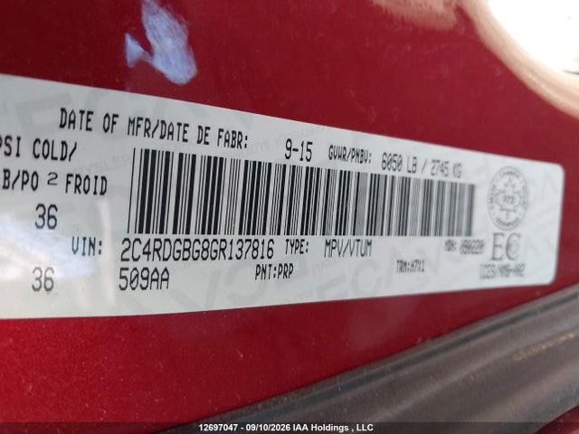 Aukcja sprzedaży 2016 Dodge Grand Caravan Se, vin: 2C4RDGBG8GR137816, numer aukcji: 12697047
