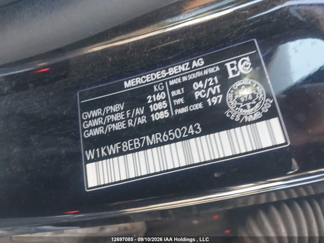 Продажа на аукционе авто 2021 Mercedes-benz C-class, vin: W1KWF8EB7MR650243, номер лота: 12697085