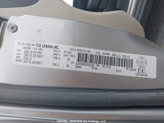Продаж на аукціоні авто 2016 Dodge Grand Caravan Se/sxt, vin: 2C4RDGBGXGR321252, номер лоту: 12697090