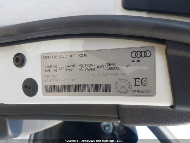 Продажа на аукционе авто 2017 Audi A4 Prestige, vin: WAUFNAF46HN011320, номер лота: 12697091