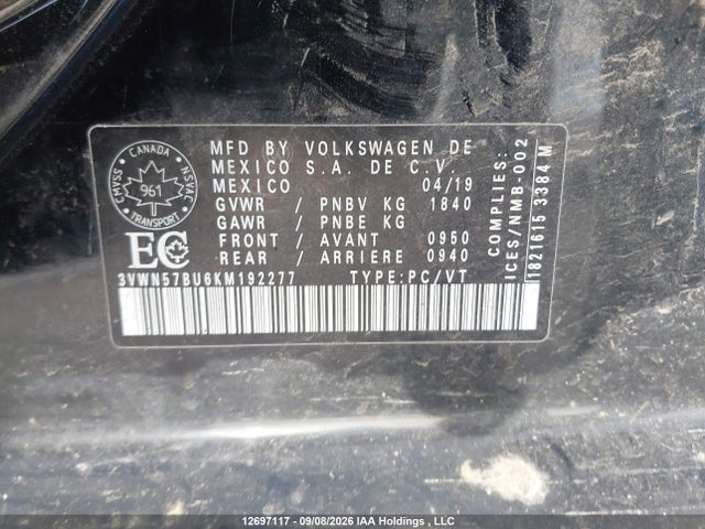Volkswagen Jetta 2019 3VWN57BU6KM192277 Image 9
