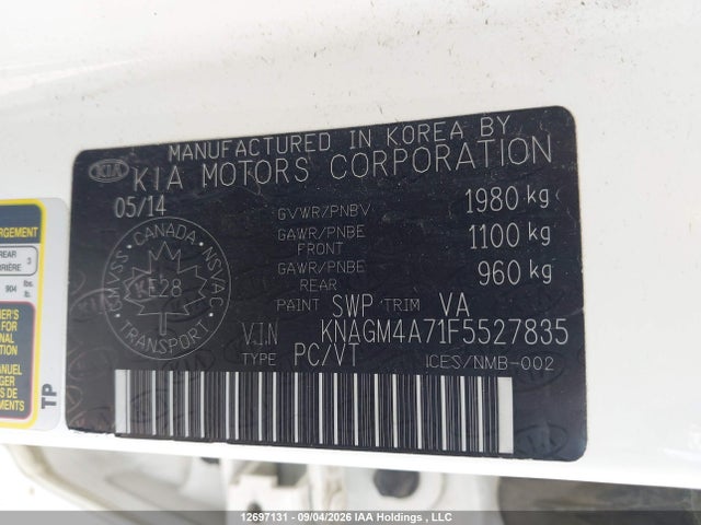 KNAGM4A71F5527835 KIA Optima