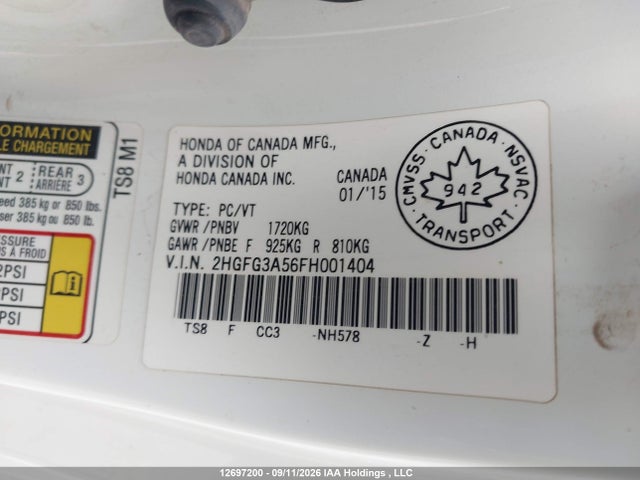 Honda CIVIC EX 2015 2HGFG3A56FH001404 Image 9