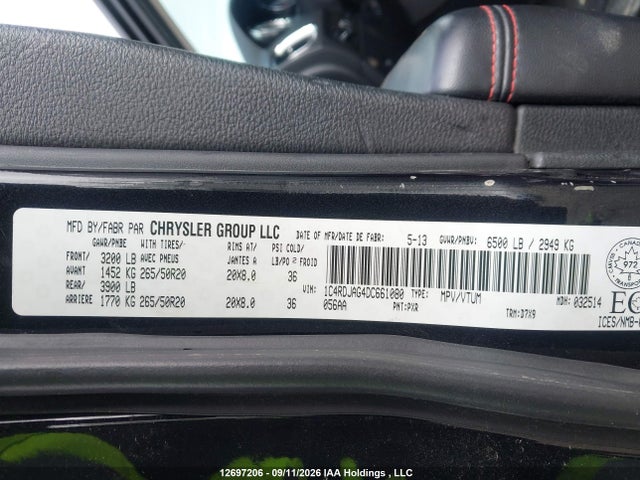 2013 Dodge Durango Sxt მანქანა იყიდება აუქციონზე, vin: 1C4RDJAG4DC661080, აუქციონის ნომერი: 12697206