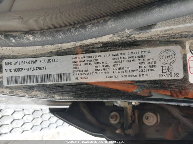 Aukcja sprzedaży 2020 Ram 1500 Tradesman, vin: 1C6SRFNT4LN420217, numer aukcji: 12697211