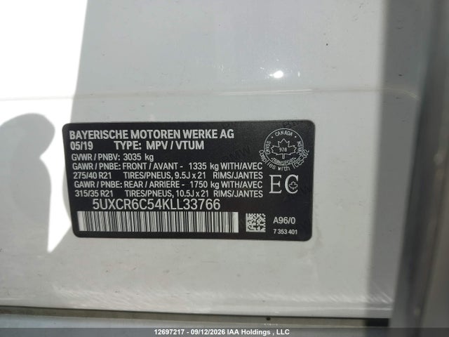 BMW X5 Xdrive40i 2019 5UXCR6C54KLL33766 Image 9