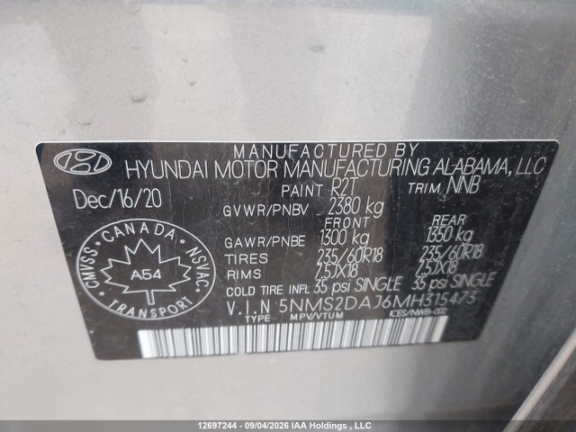 Hyundai Santa Fe Sel 2021 5NMS2DAJ6MH315473 Image 20